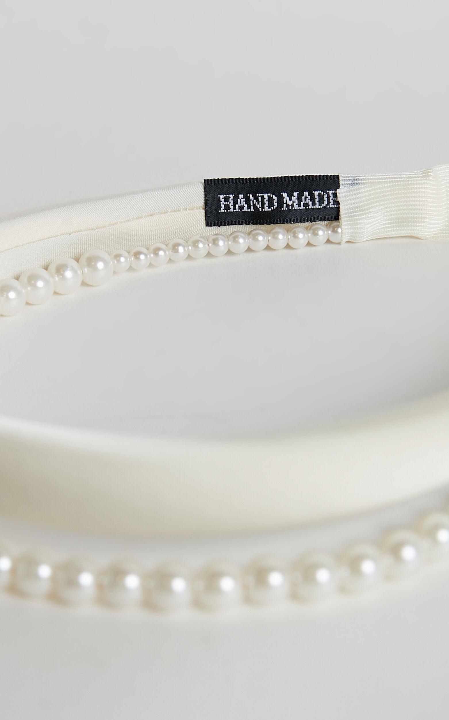 Lauren Headband - Pearl Double Headband in White Product Image