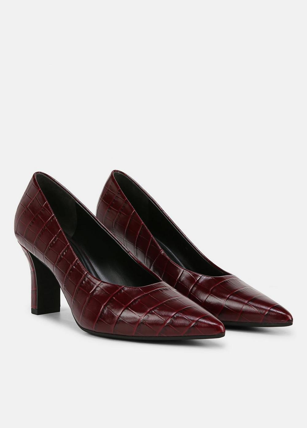 Womens Diane Croc-Embossed Leather Pump, Deep Cherry, Size 5 Vince Product Image