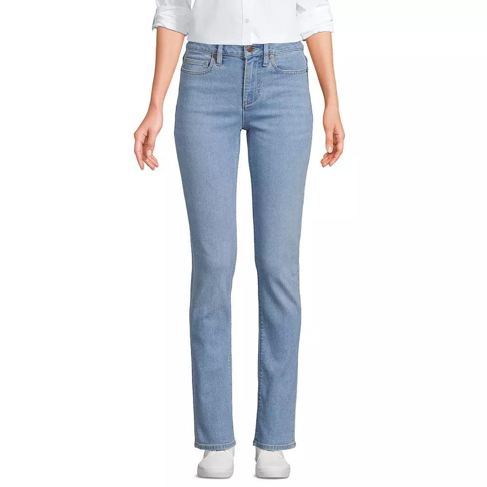 Women's Lands' End Mid-Rise Straight Leg Jeans, Size: 14X32, Mellow Blue Product Image