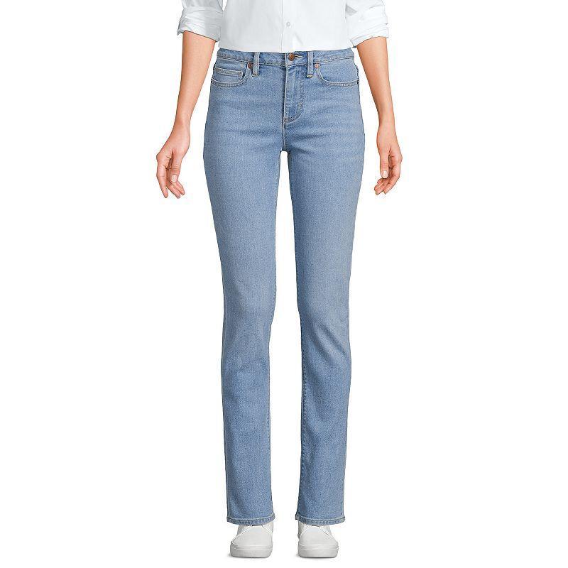 Women's Lands' End Mid-Rise Straight Leg Jeans, Size: 14X32, Mellow Blue Product Image