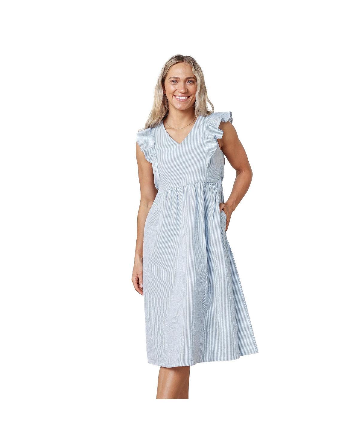 Hope & Henry Women's Organic Seersucker Flutter Dress in Light Pink Seersucker at Nordstrom, Size 8 Product Image