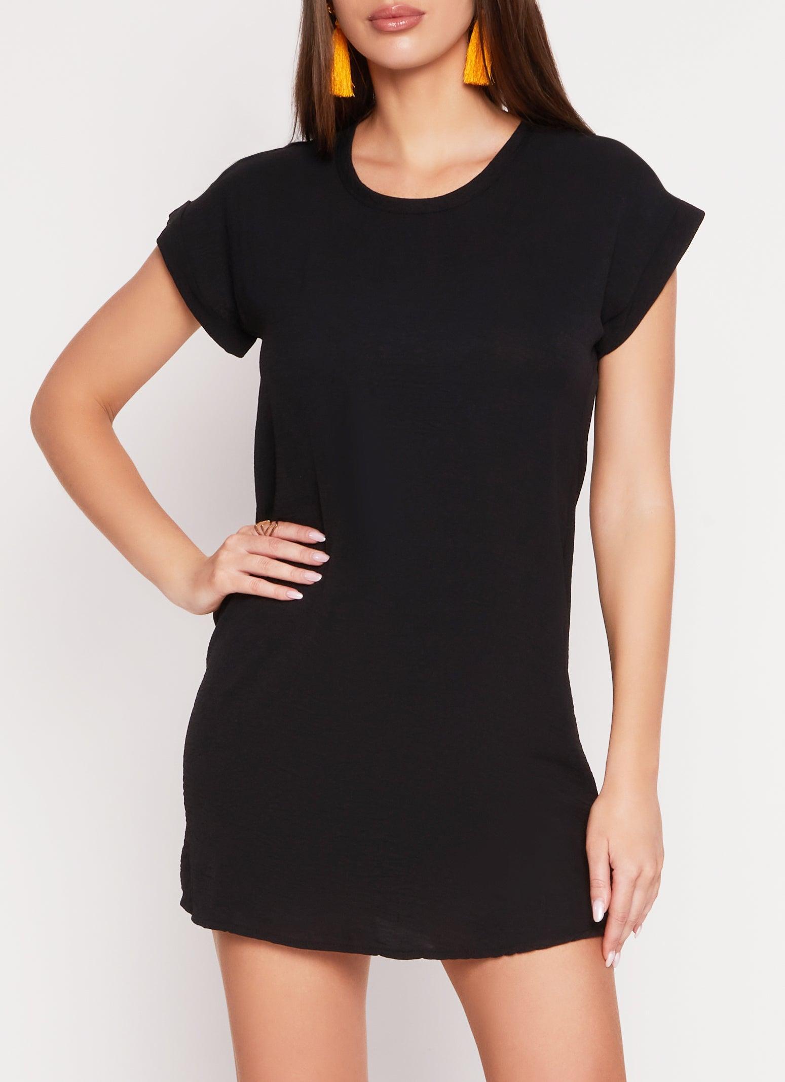 Womens Crepe Knit Short Sleeve Shift Dress Product Image