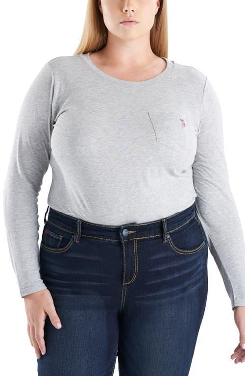 Womens Long-Sleeve Pocket Crewneck T-Shirt Product Image