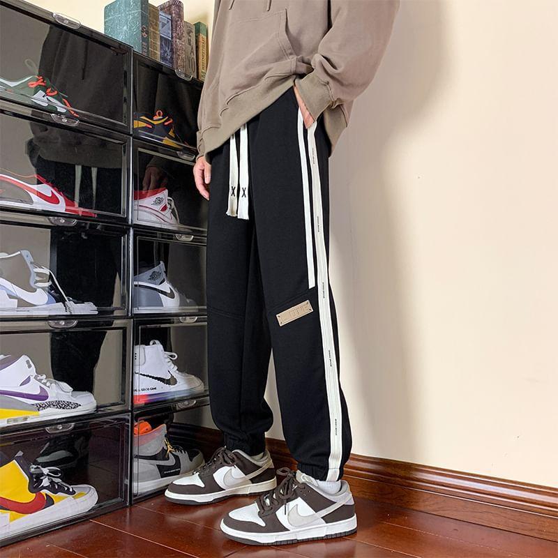 Drawstring Waist Two Tone Sweatpants Product Image