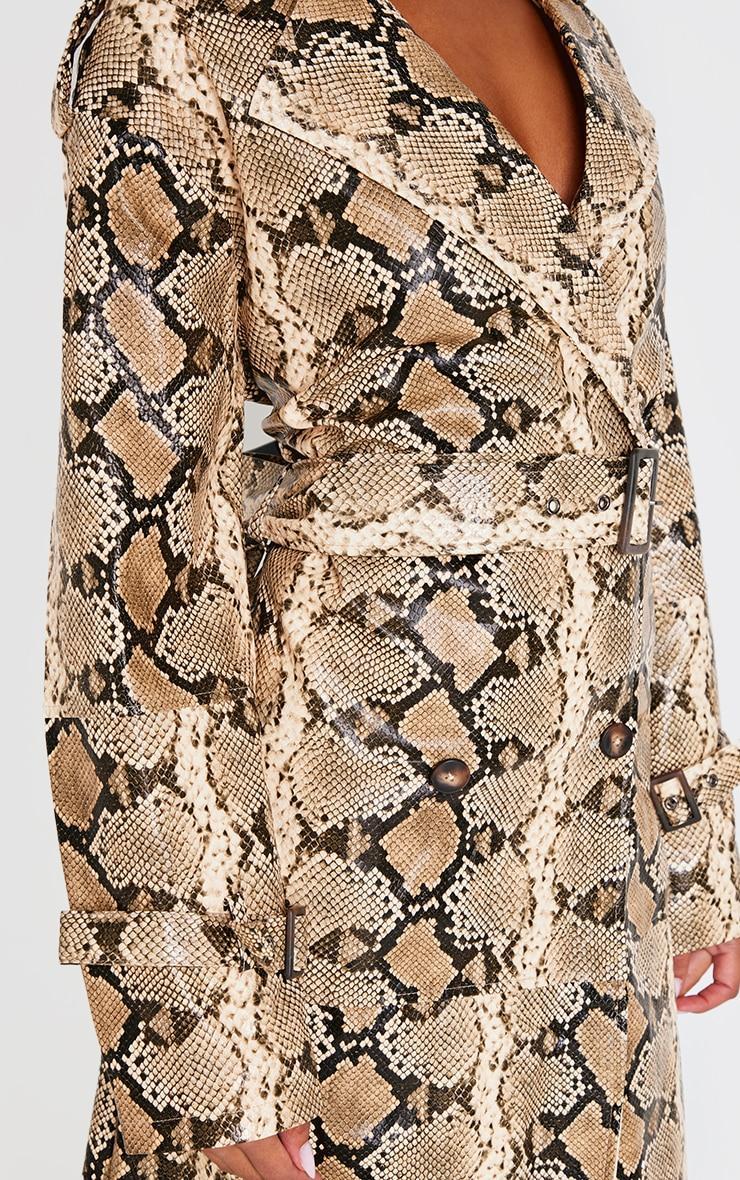 Beige Snake Faux Leather Coat Product Image