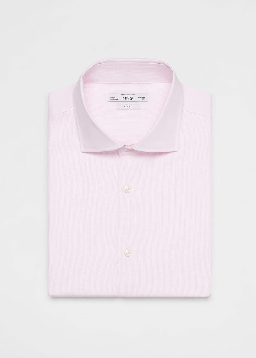 Slim-fit micro-stripe twill suit shirt - Men | MANGO USA Product Image