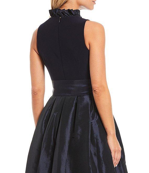 Jessica Howard Ruffle V-Neck Sleeveless Tie Waist Pleated Fit and Flare Dress Product Image