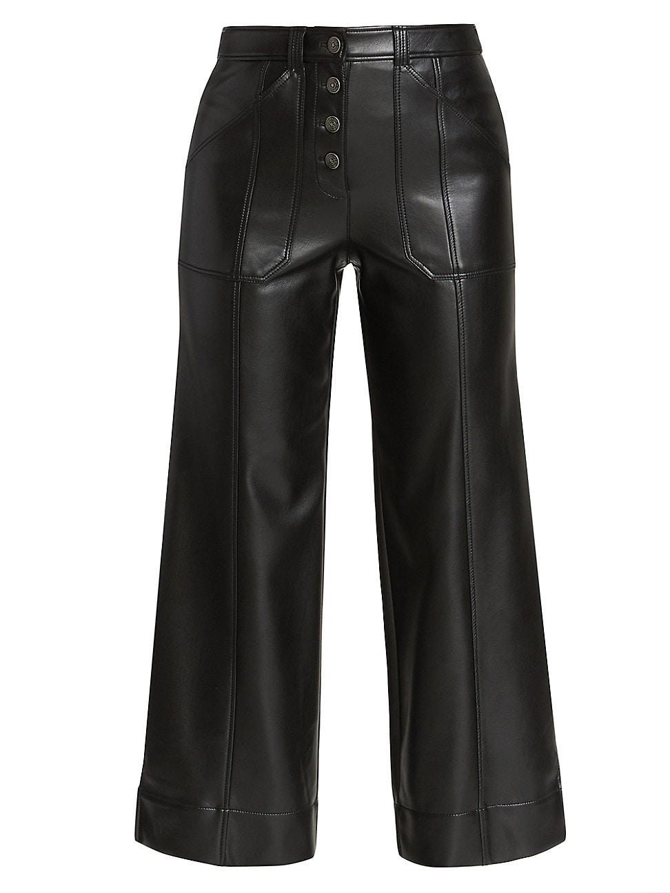 Benji Cropped Wide-Leg Faux-Leather Pants Product Image