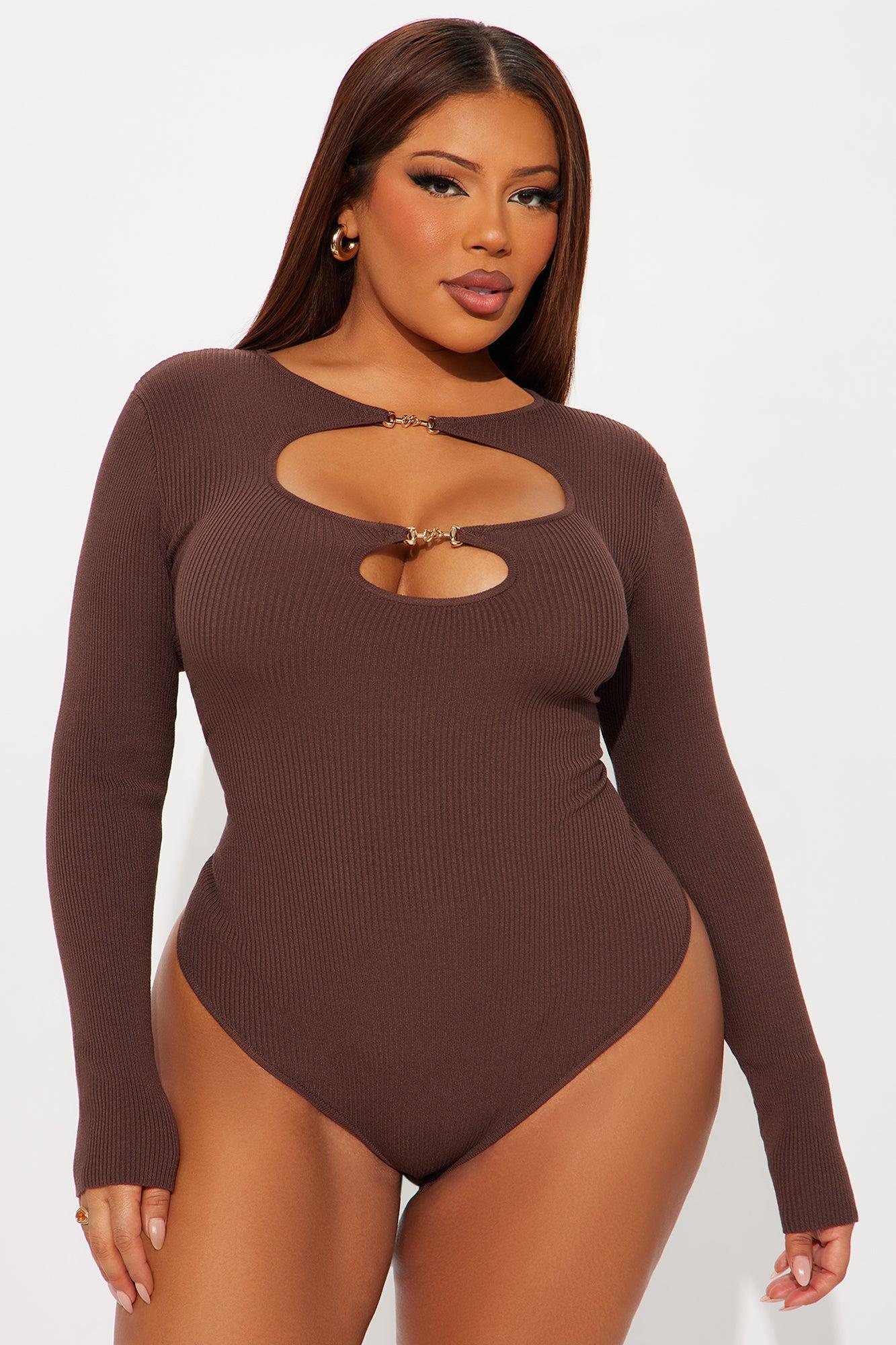 Sara Cut Out Bodysuit - Chocolate Product Image