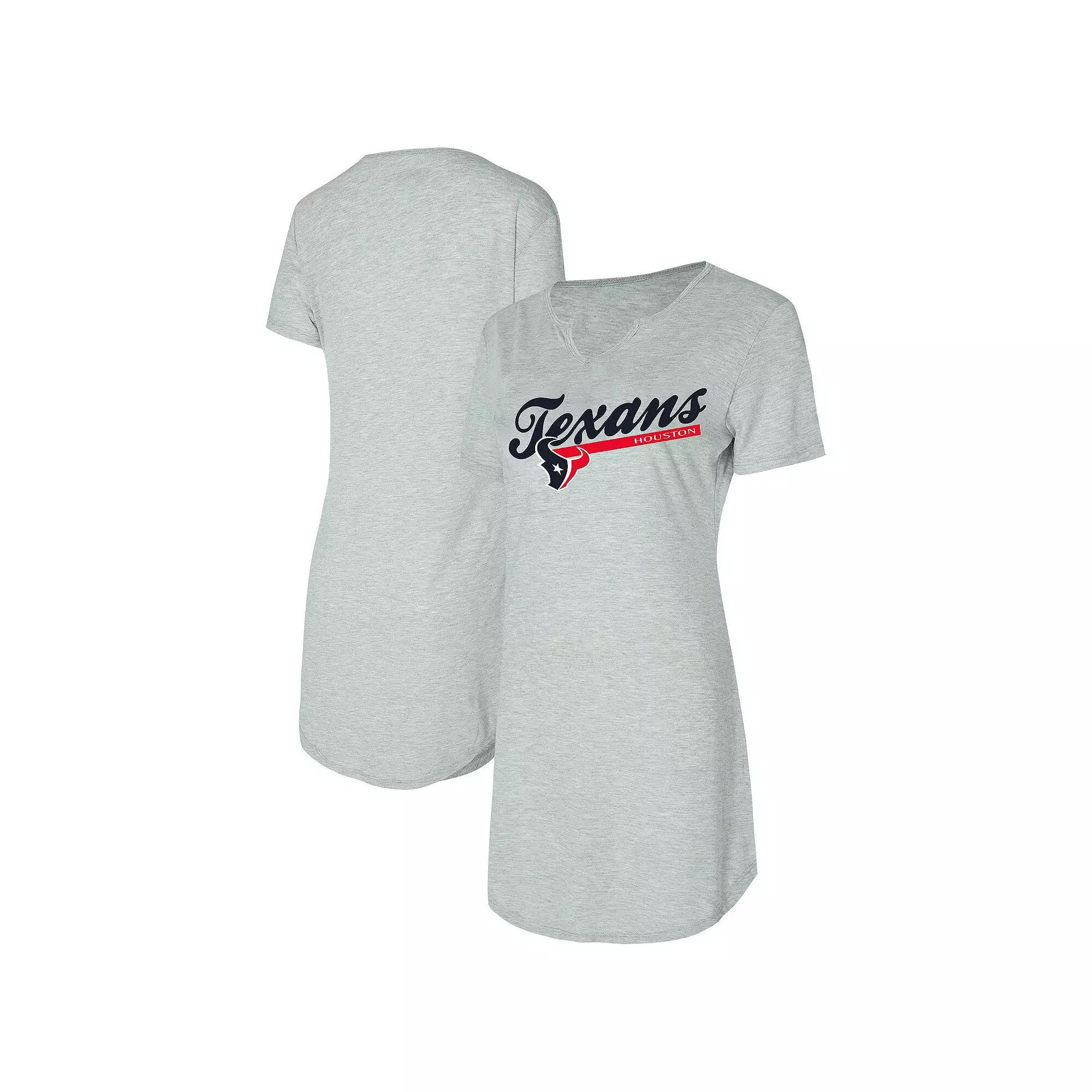 Women's Concepts Sport Gray Houston Texans Petition Knit Nightshirt, Size: Medium, Grey Product Image