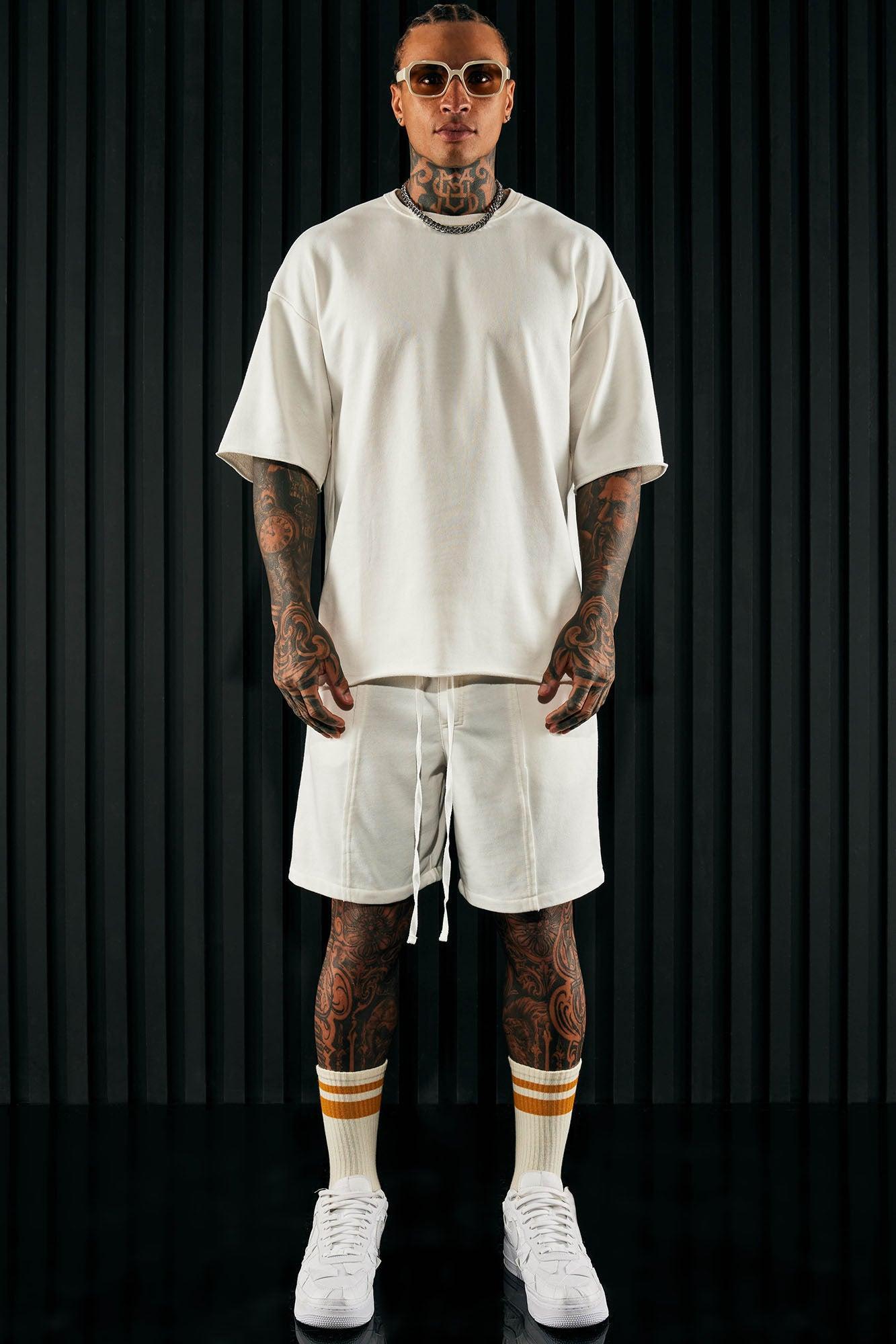 I Like How It Looks Oversized Terry Short Sleeve Tee - White Product Image