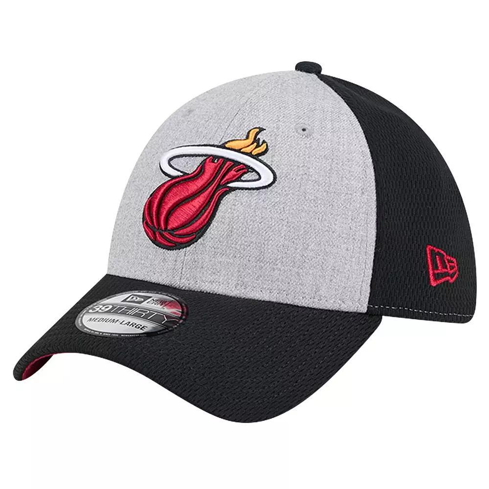 Men's New Era Heather Gray/Black Miami Heat Two-Tone 39THIRTY Flex Hat, Size: Large/XL, Grey Product Image