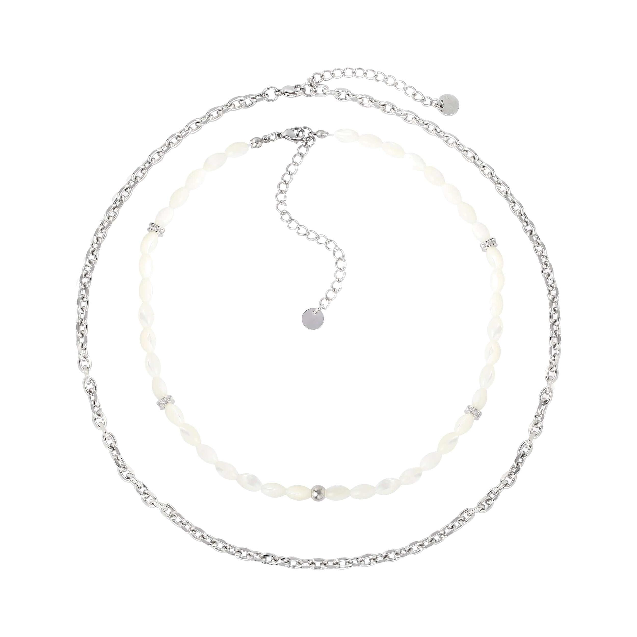 DOUBLE LAYER PEARL CHAIN NECKLACE Product Image