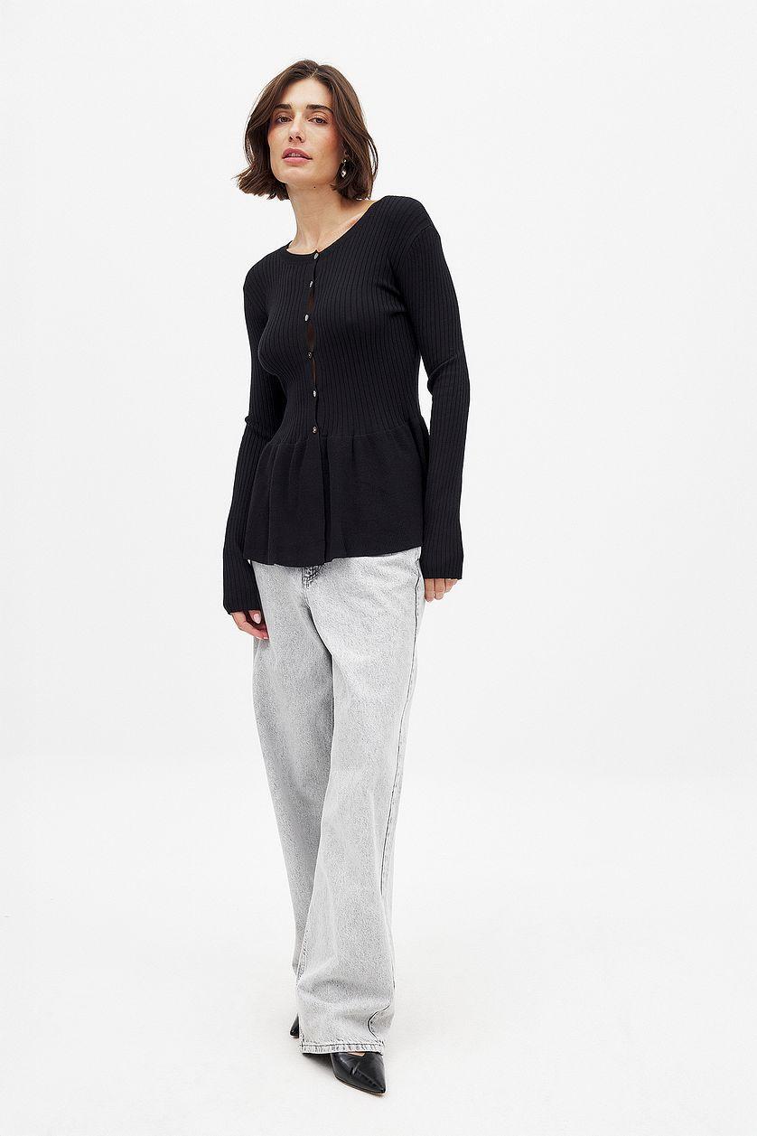 Knitted Peplum Top Product Image