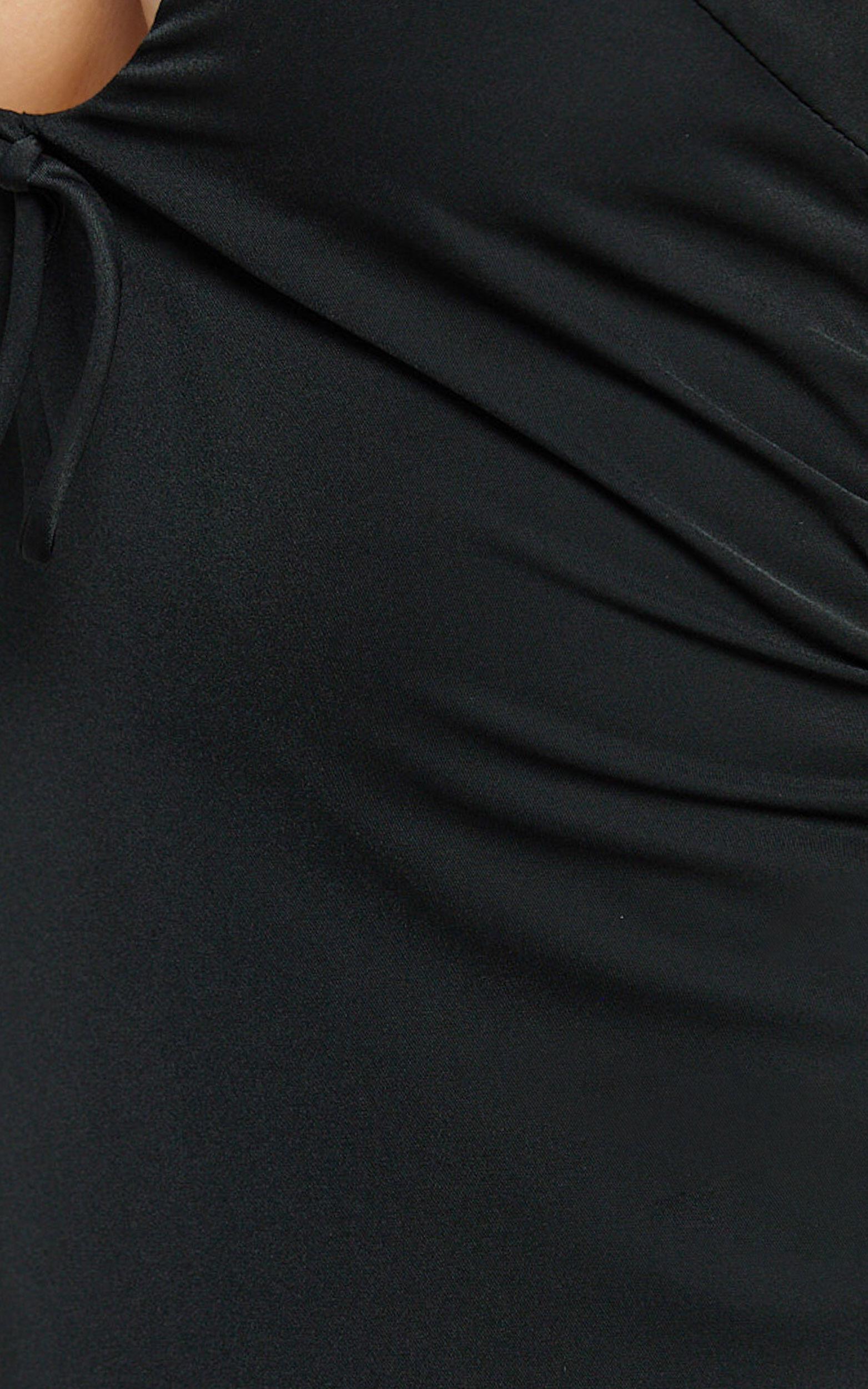 Lorvie Maxi Dress - Halter Plunge A Line Dress in Black Product Image