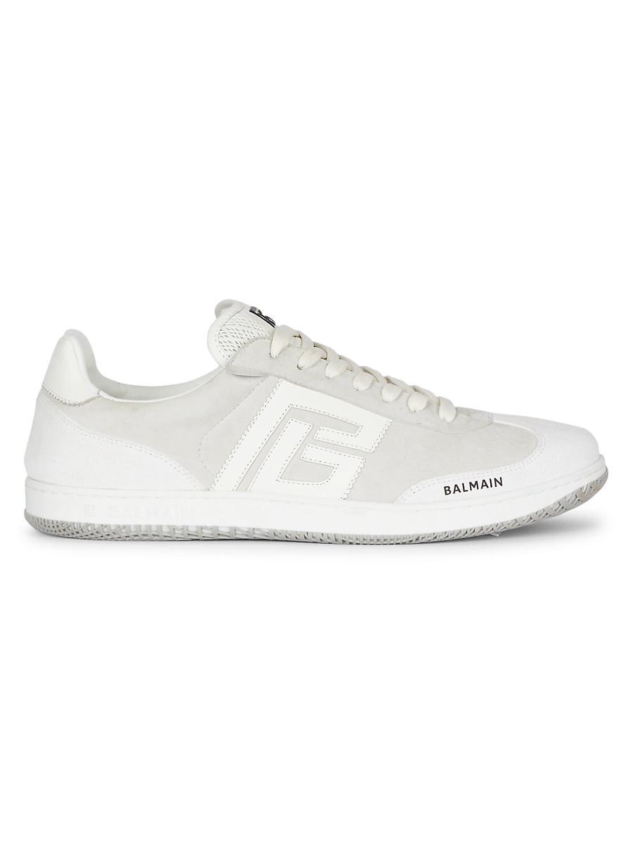Mens Swan Calfskin and Suede Low-Top Sneakers Product Image
