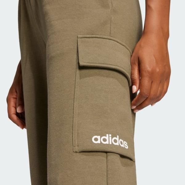 adidas Essentials Linear Fleece Cargo Pants Olive Strata XS Womens Product Image