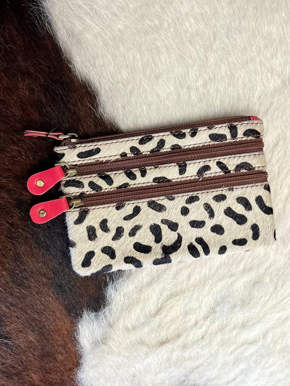 Vance Triple Zip Leather Coin Pouch -3 colors Product Image