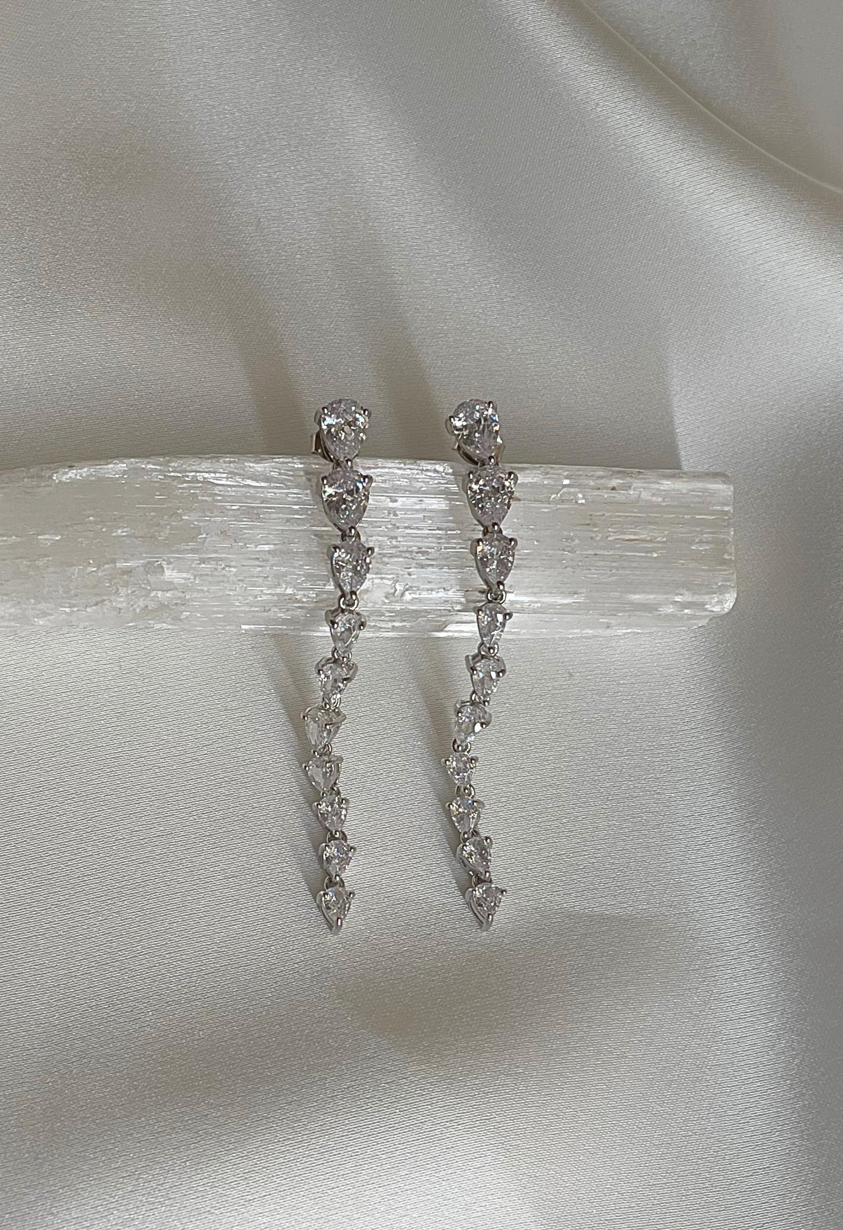Silver Crystal Dangle Earrings Product Image