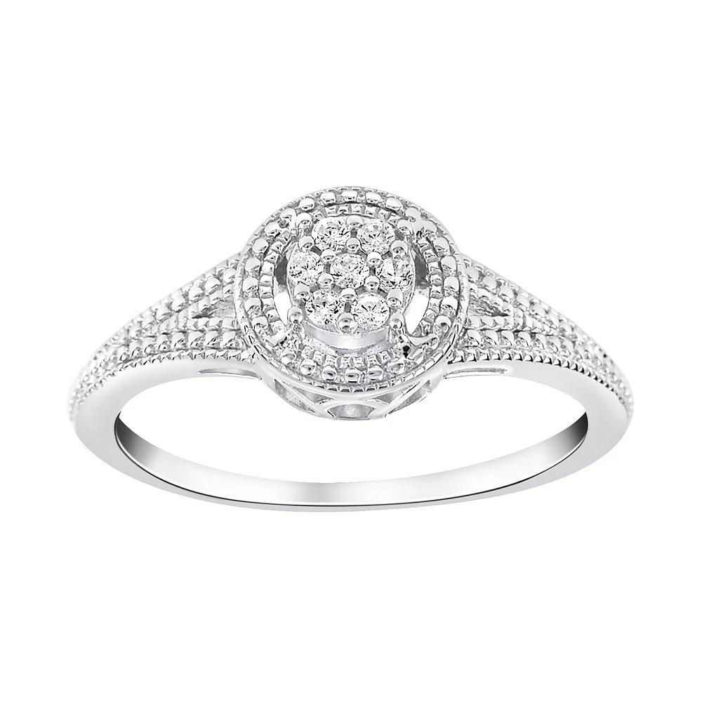 SIRI USA by TJM Sterling Silver Round Cubic Zirconia Cluster Engagement Ring, Womens Product Image