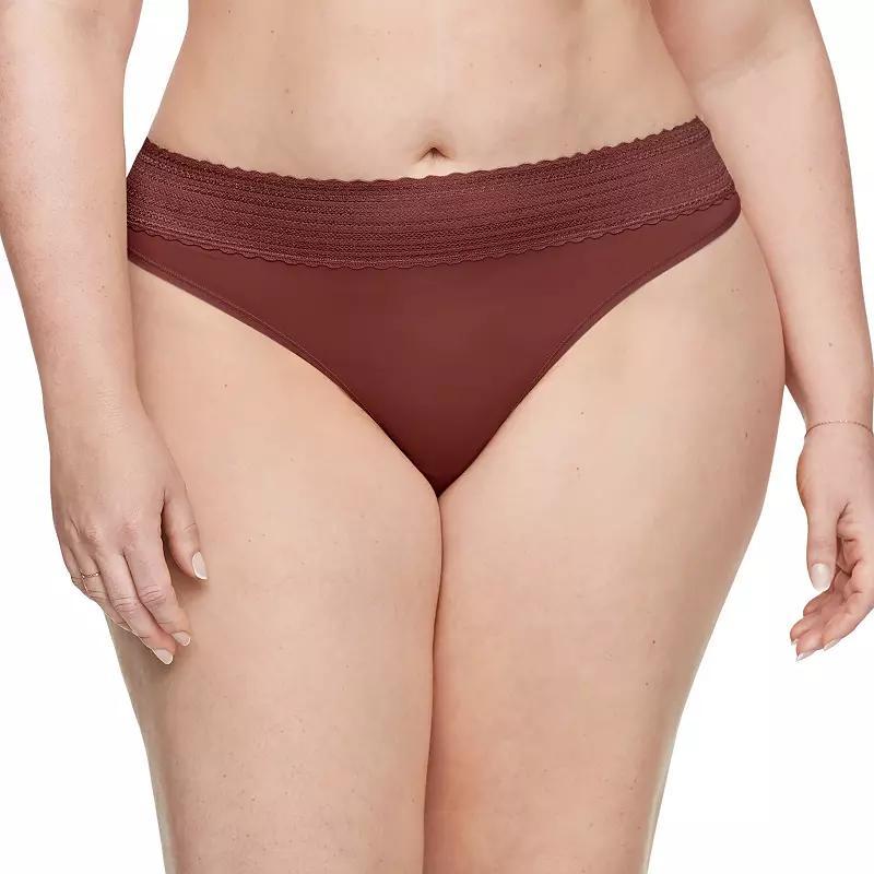 Warners No Pinching No Problems® Dig-Free Comfort Waistband Lace Thong RX5101J, Women's, Size: XL, Grey Product Image