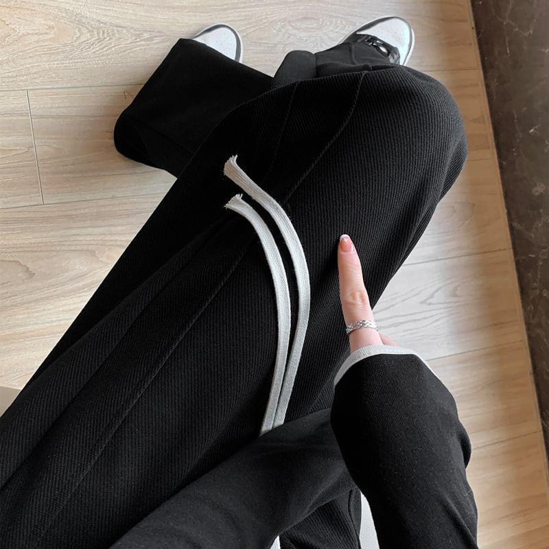 High Waist Plain Wide Leg Sweatpants Product Image