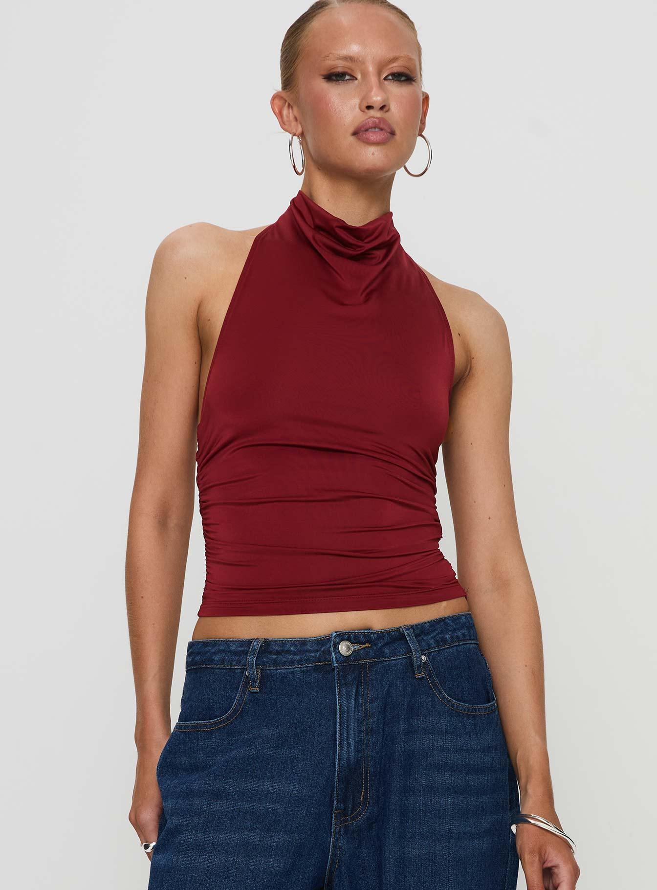 Giggle Top Burgundy Product Image