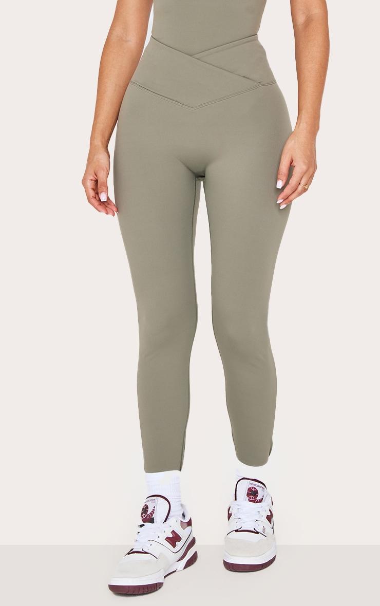 Petite Olive Sculpt Wrap Waist Gym Leggings Product Image