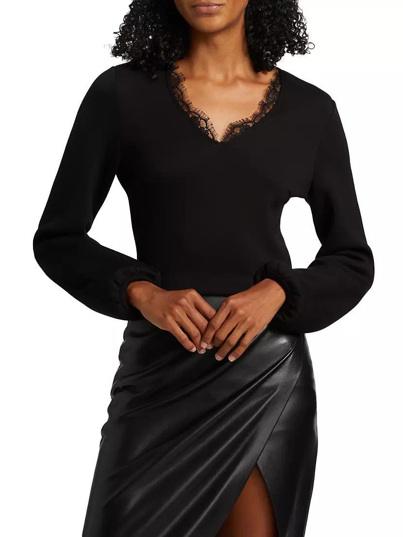 Felicity Lace-Trim V-Neck Top Product Image