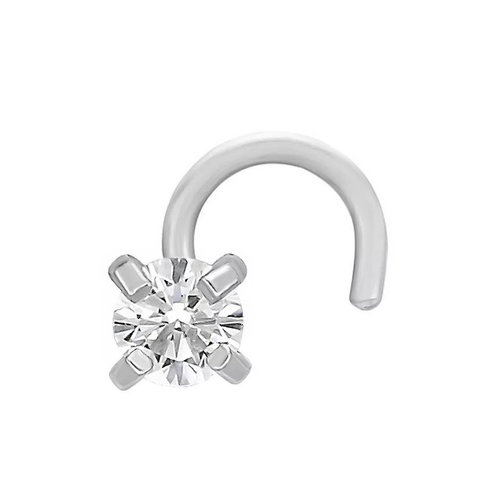 Lila Moon 14k Gold 2 mm Cubic Zirconia Curved Nose Stud, Women's, 14k Whgold Product Image