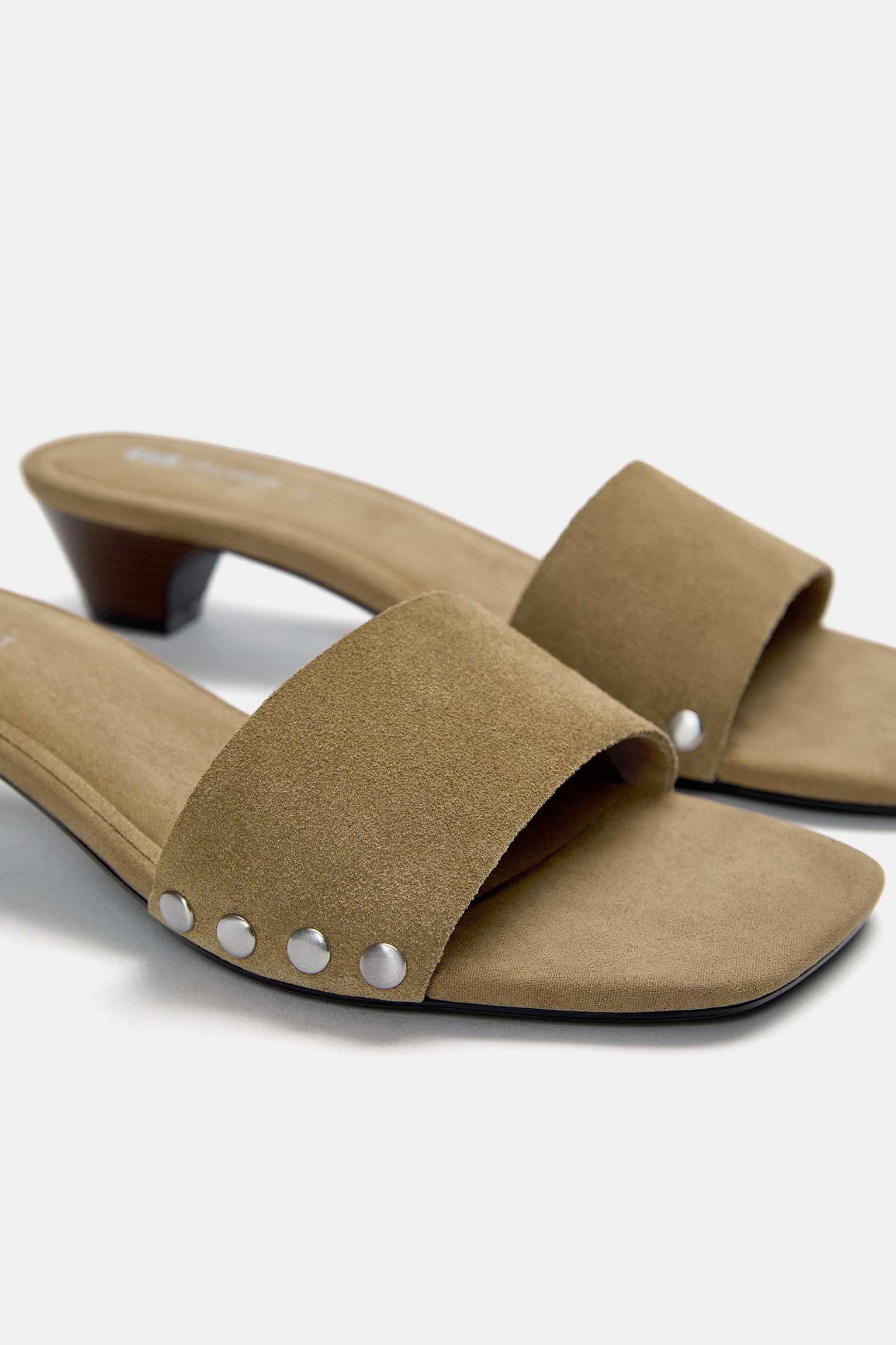 Studded leather heeled sandals Product Image