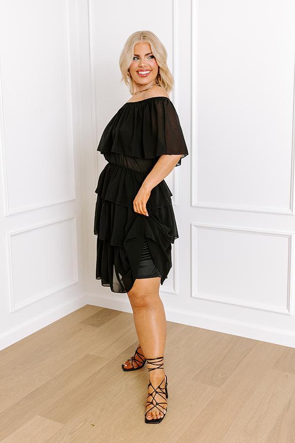 Passion For Pinot Ruffle Dress In Black Product Image
