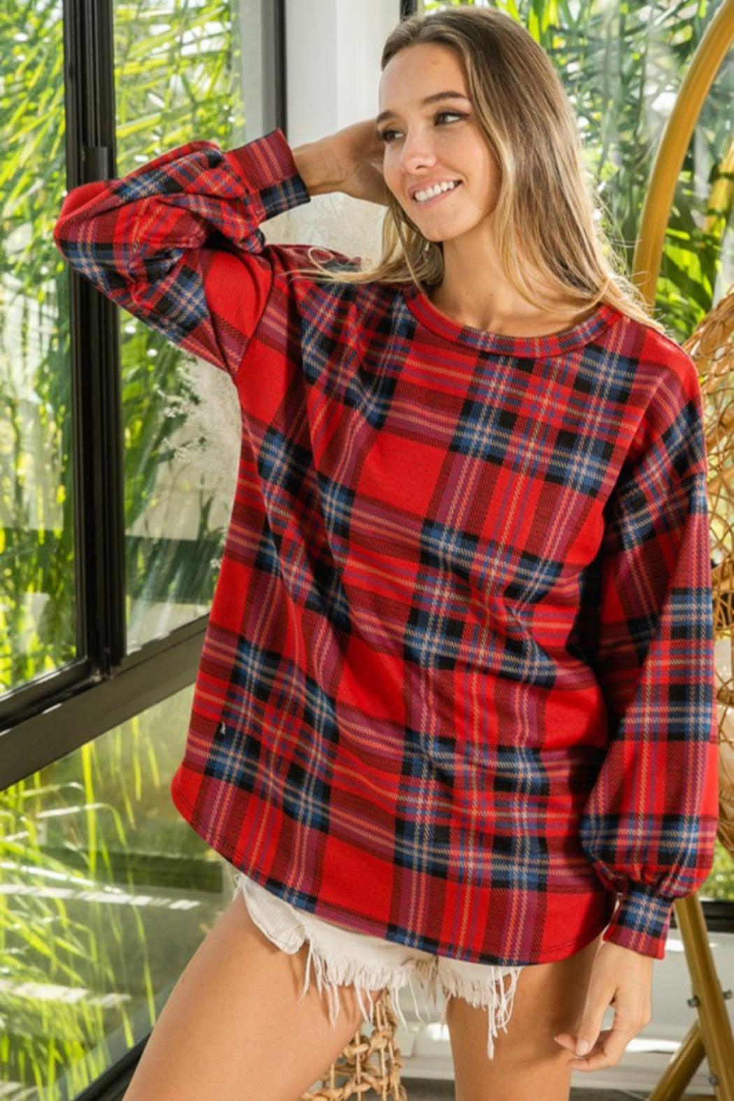 Plaid Check Knit Pullover Female Product Image