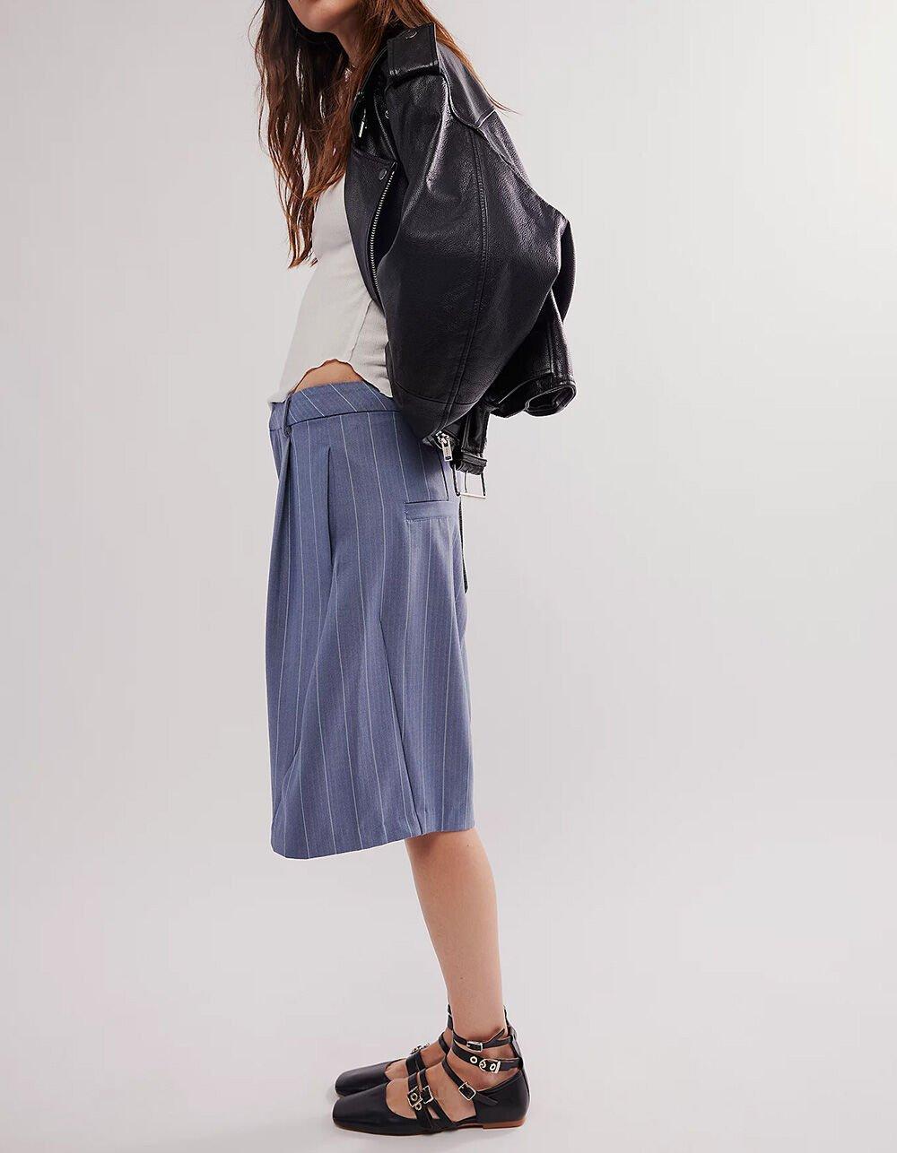 FREE PEOPLE Something About You Womens Trouser Shorts - BLUE COMBO Product Image
