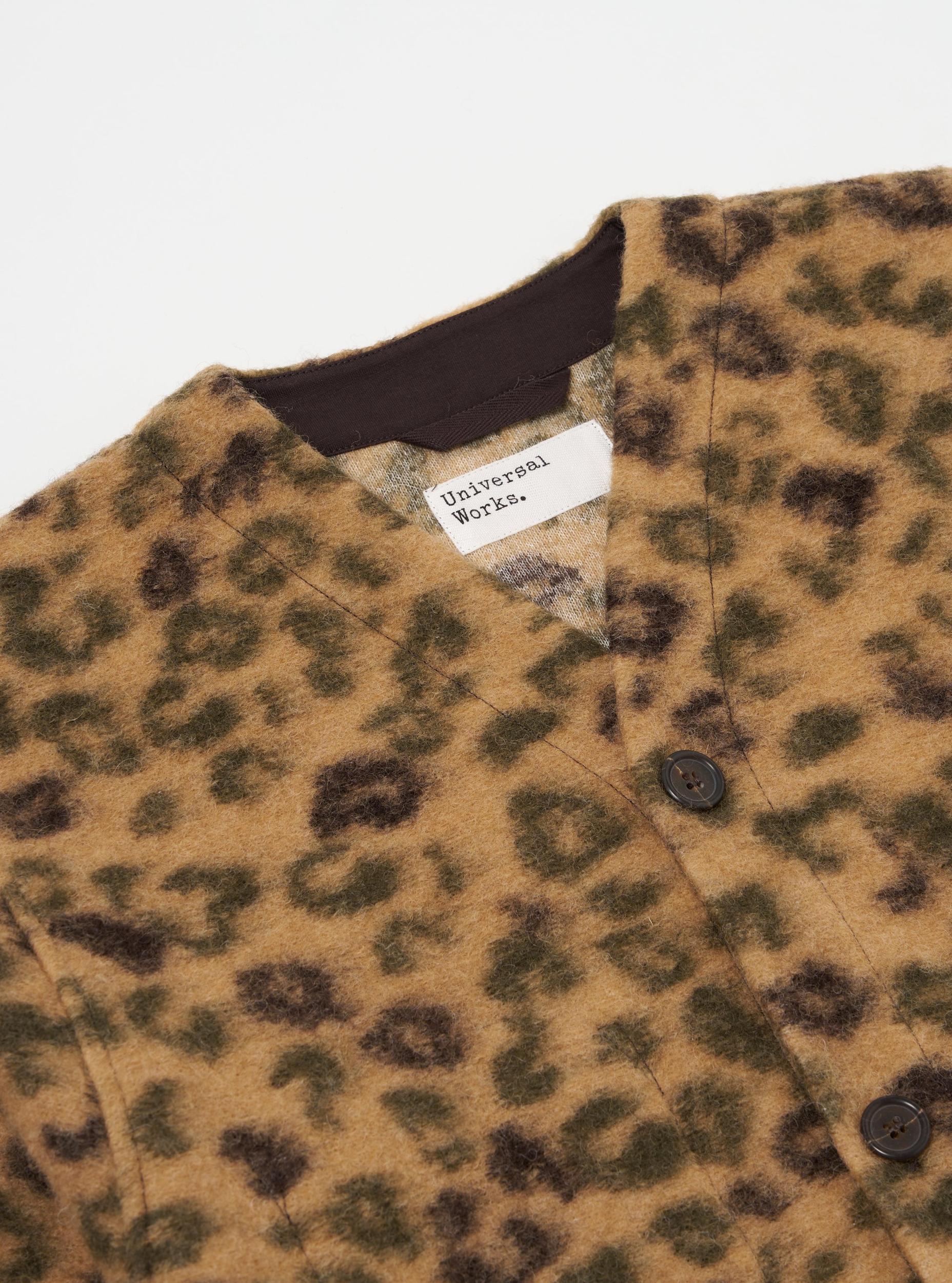 Universal Works Cardigan in Camo Leopard Fleece Product Image