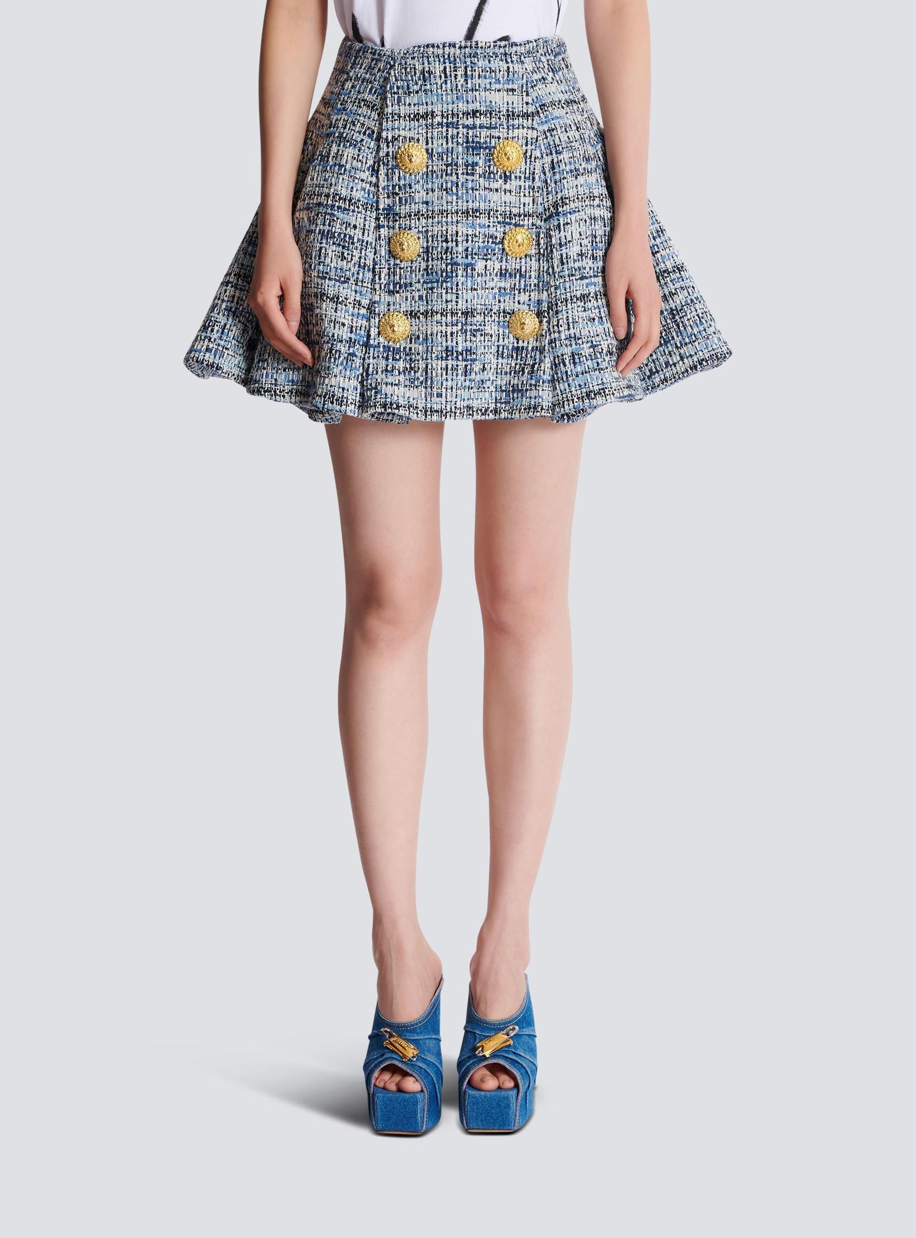 Pleated flared tweed skirt Product Image