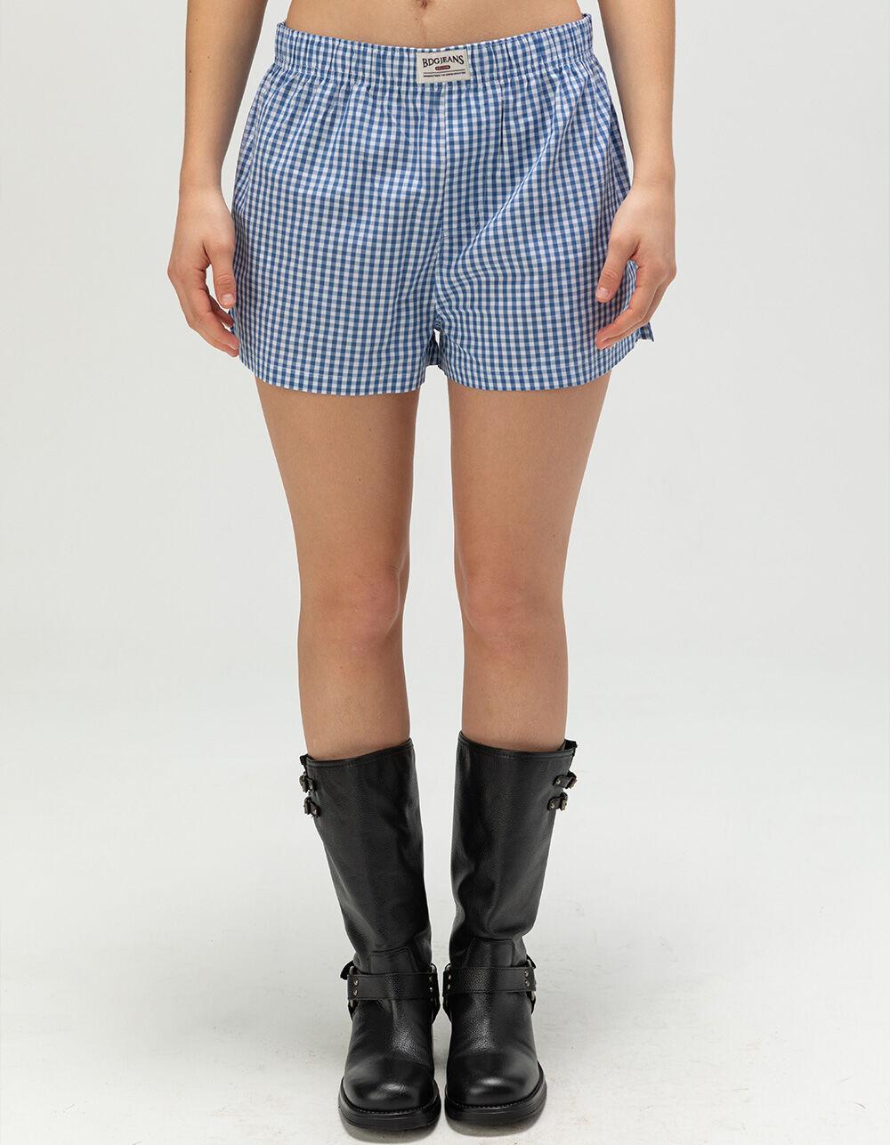 BDG Urban Outfitters Gingham Womens Boxer Shorts - BLUE/WHT Product Image