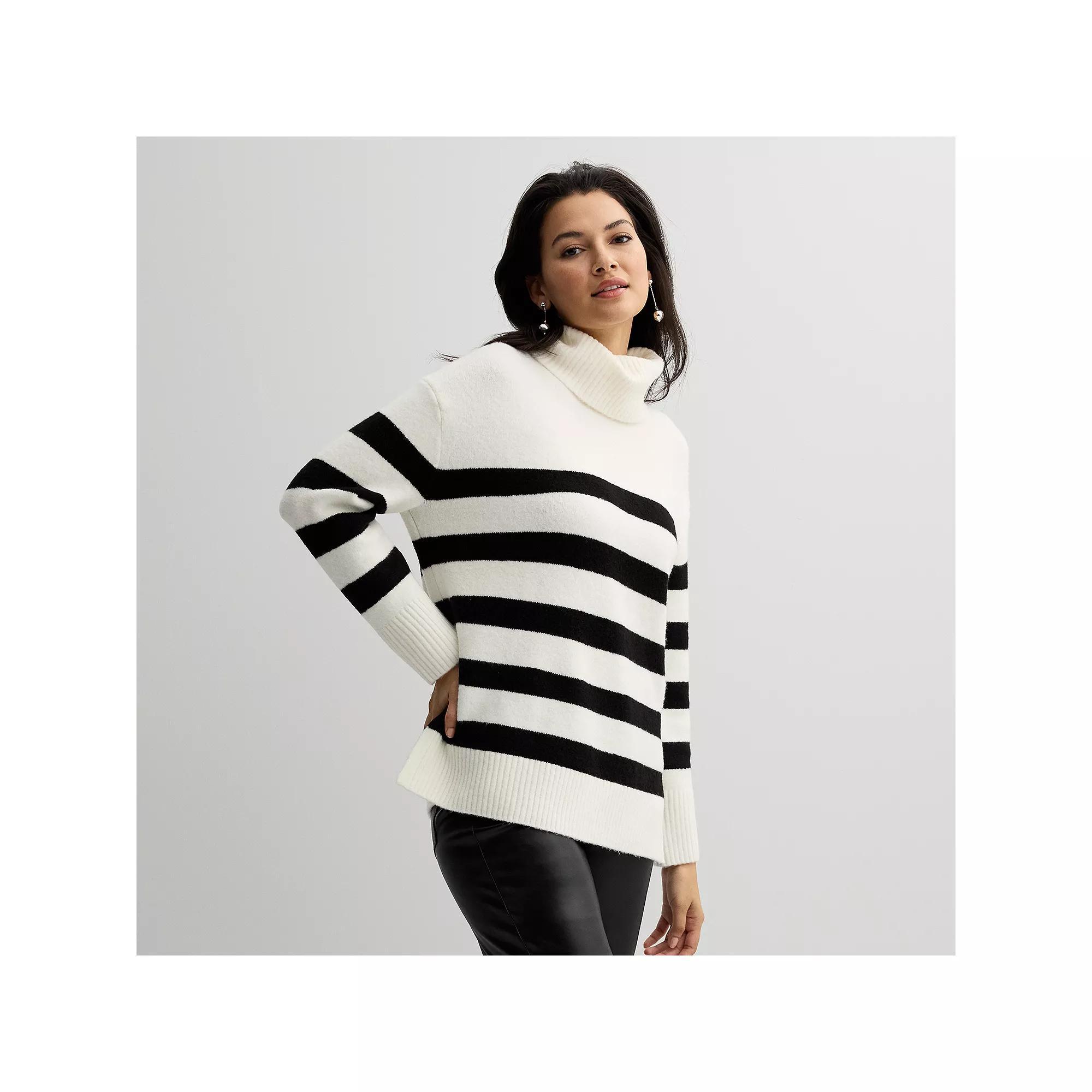 Women's Nine West Tunic Sweater, Size: XXL, White Black Stripe Product Image
