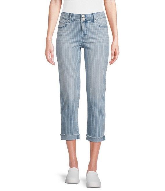 Code Bleu Soho Stretch Denim Stripe Print Mid Rise Capri Jeans Product Image