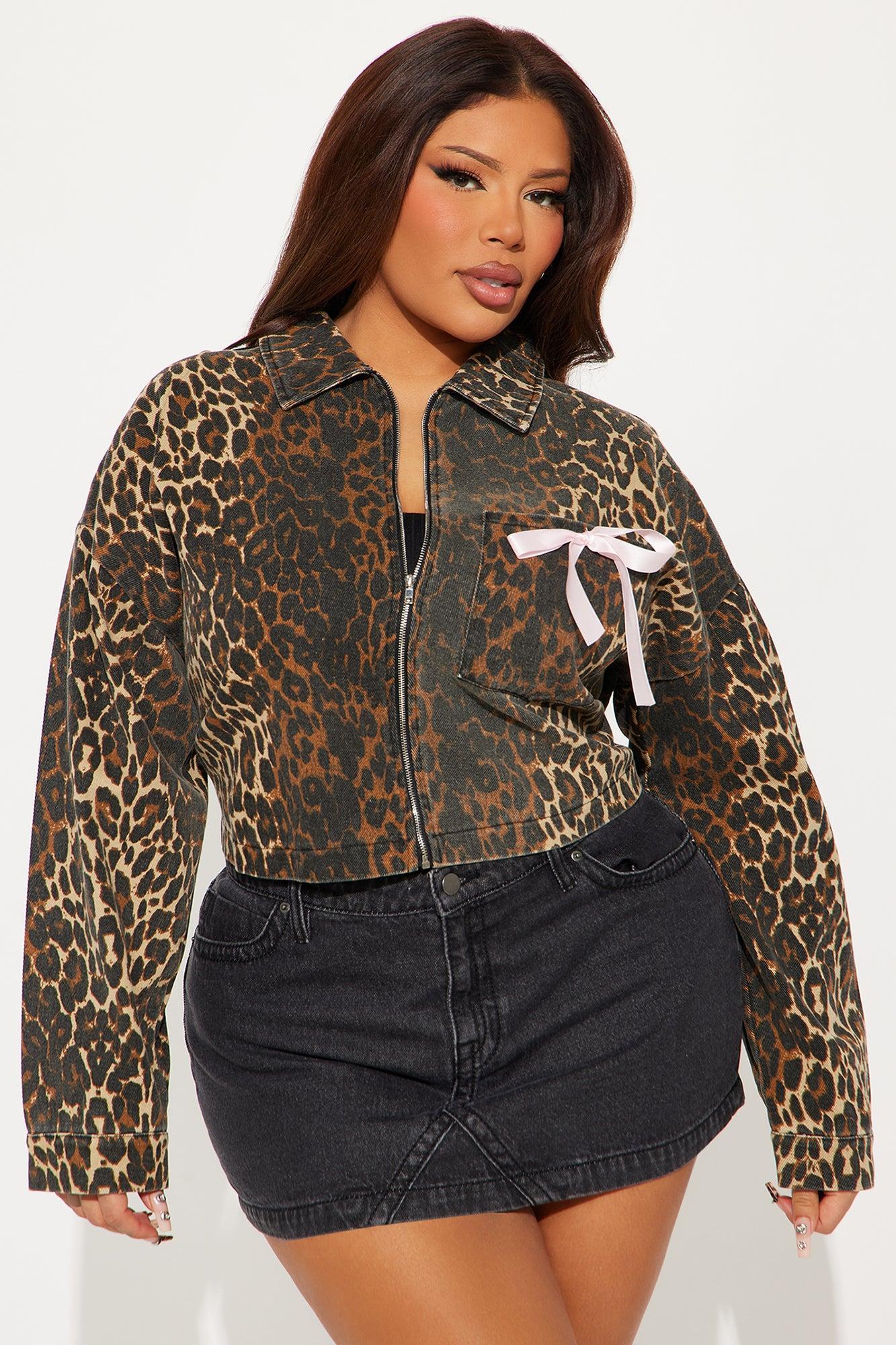 Alana Cheetah Denim Jacket - Brown/combo Product Image