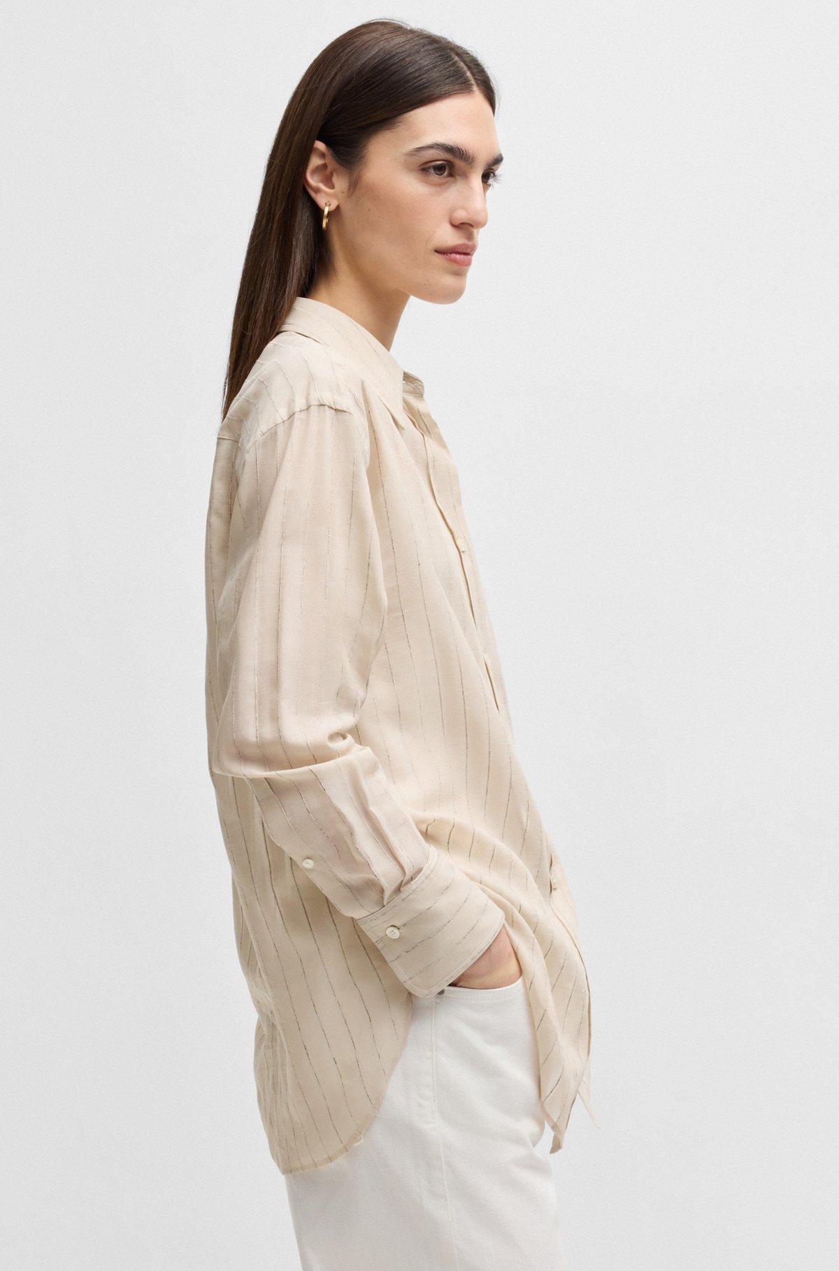 Regular-fit blouse in striped cotton Product Image