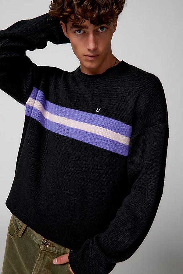 Urban Outfitters UO Shimmer Stripe Crew Neck Sweater Mens at Urban Outfitters Product Image