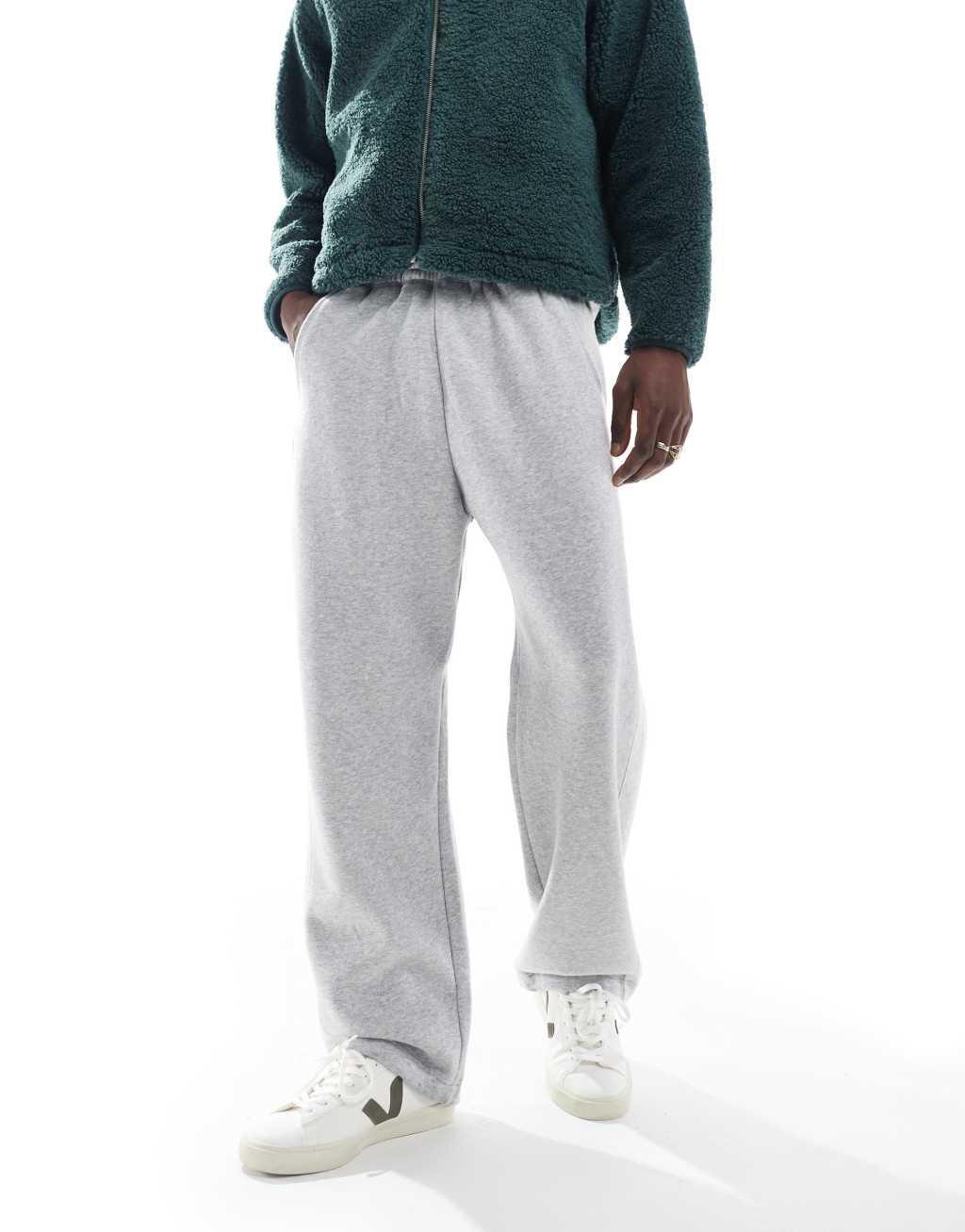 Hollister baggy varsity side stripe sweatpants in gray Product Image