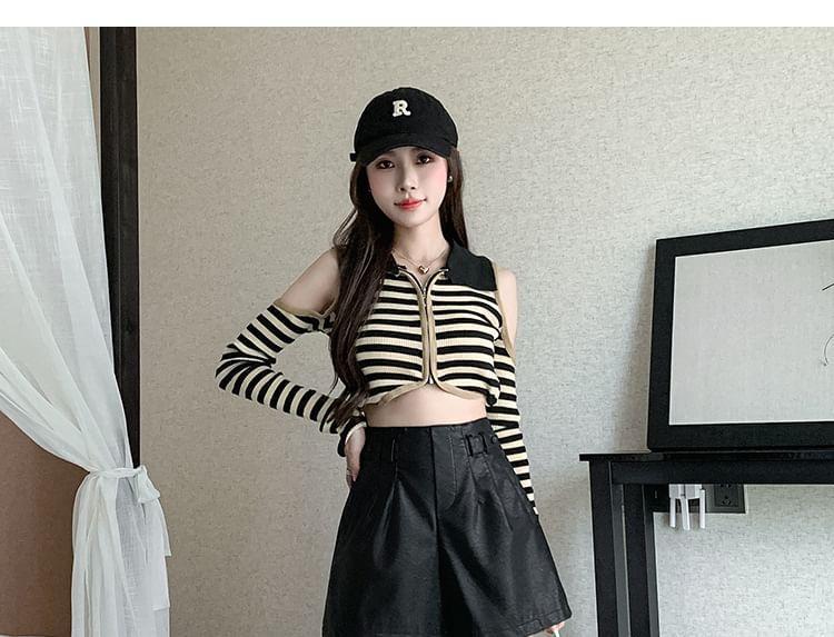 High Waist Faux Leather Shorts Product Image