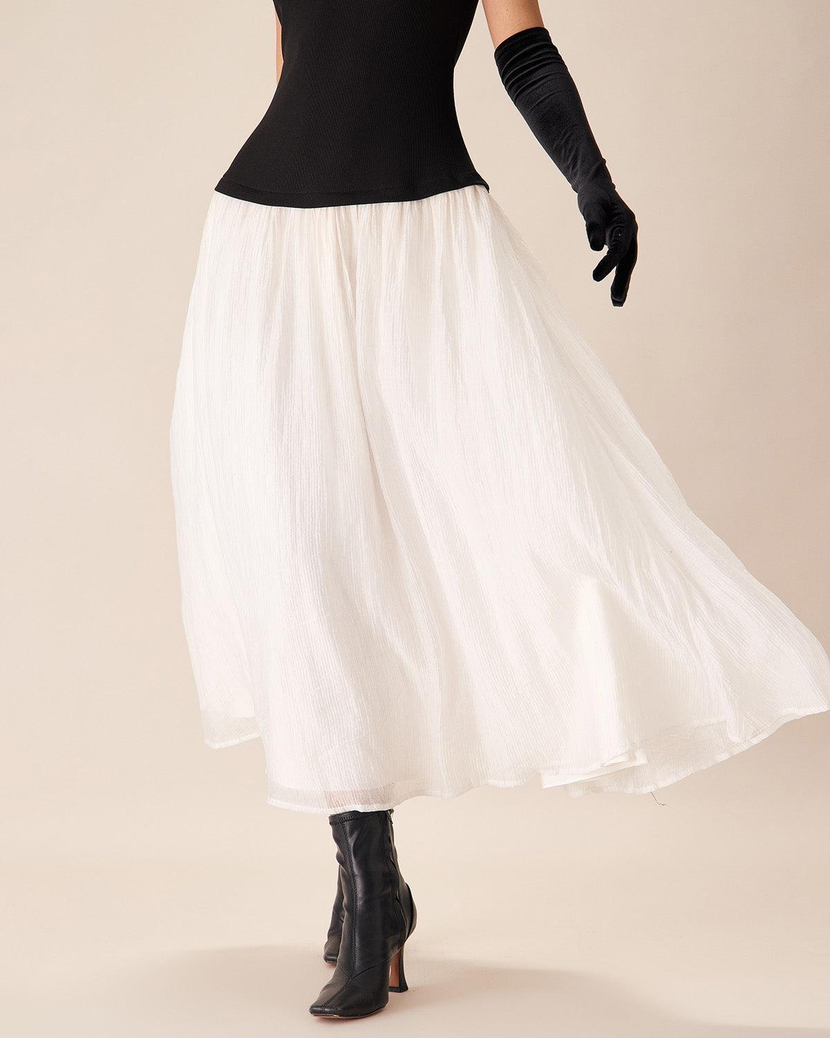 Black Contrasting Knit Ribbed Maxi Dress Product Image