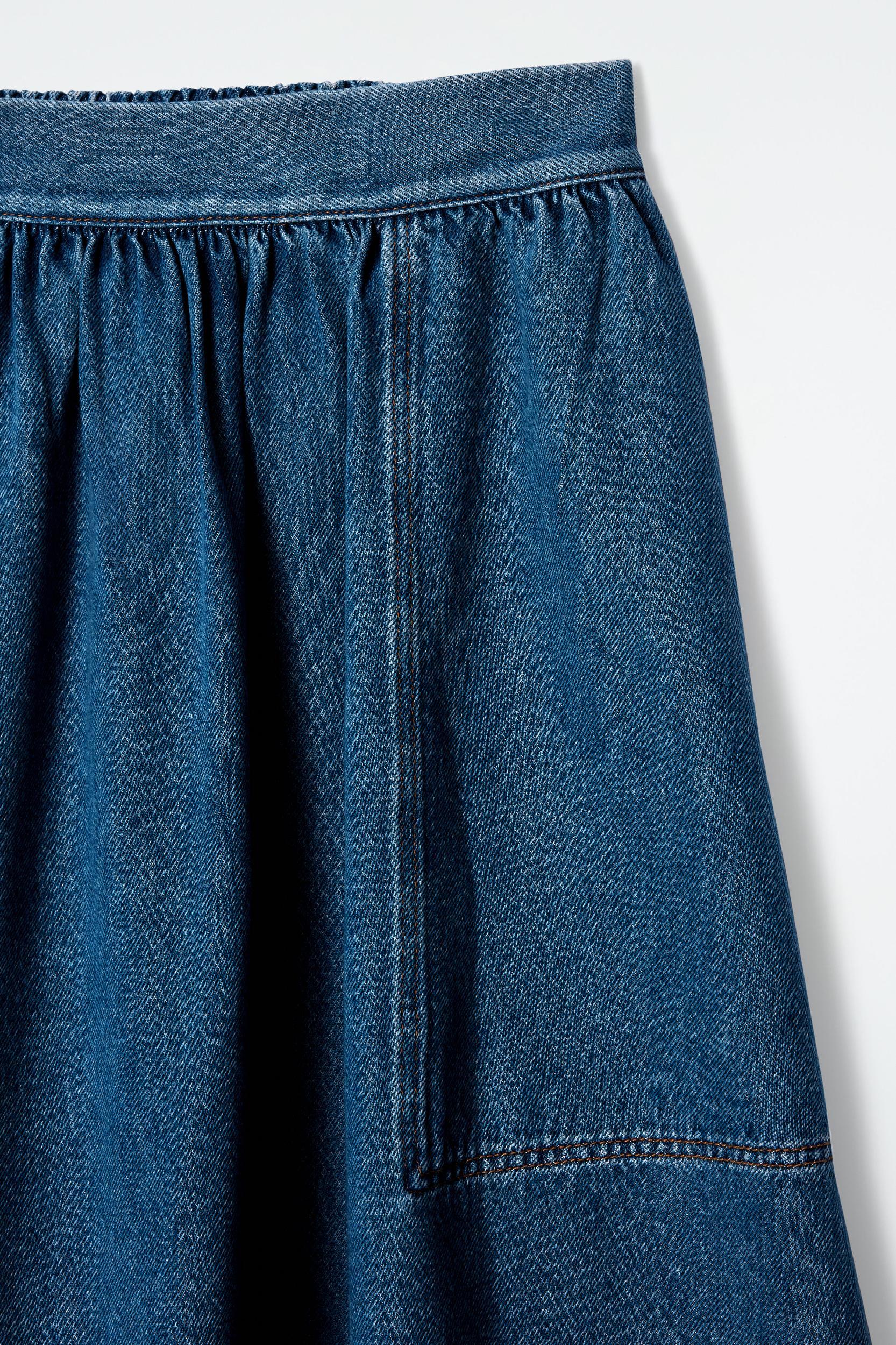 ELASTICATED DENIM MIDI SKIRT Product Image