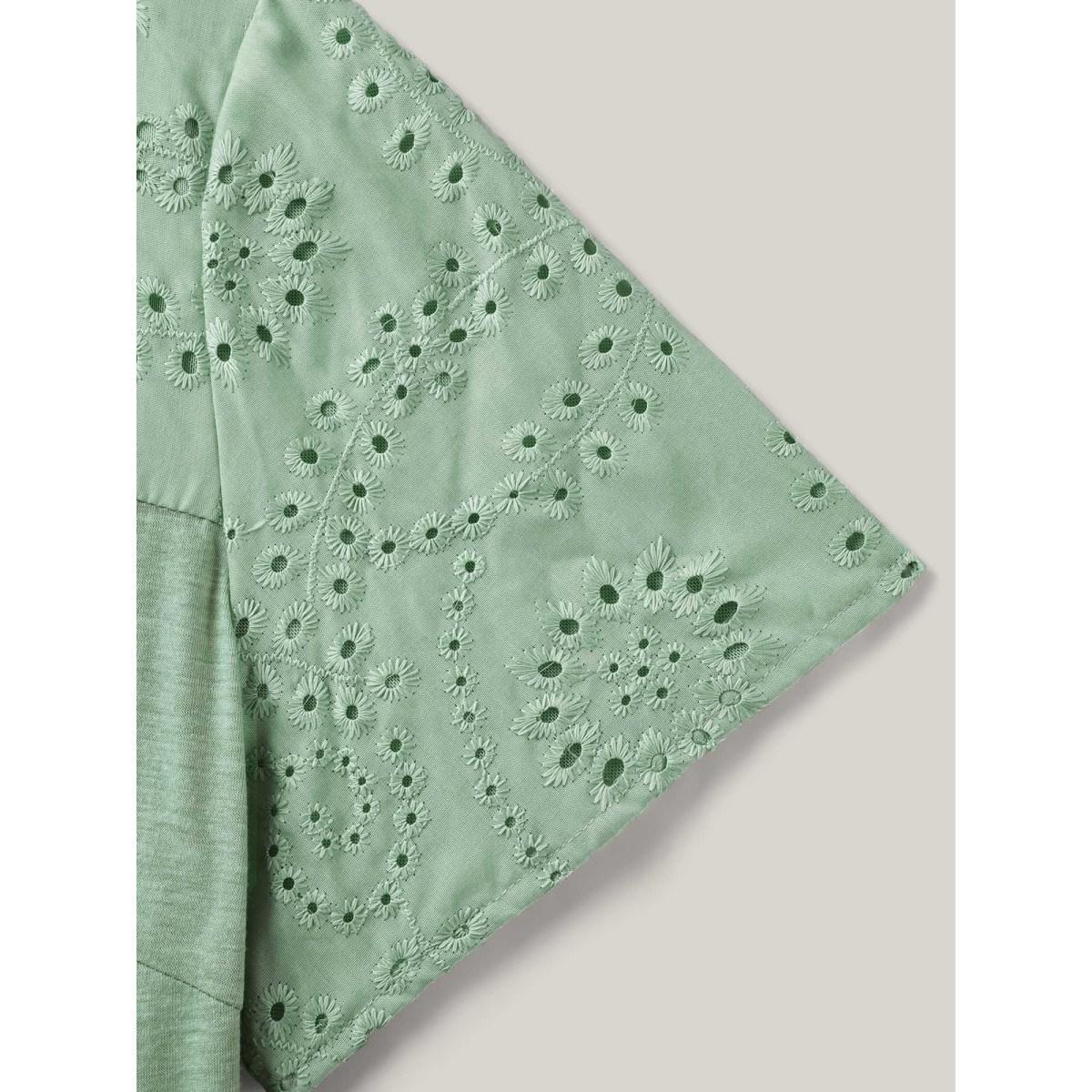 Plus Size Stretchy Sheer Textured Spliced Midi Dress Greenbean Women Knit Dresses Bloomchic 26/4X Product Image