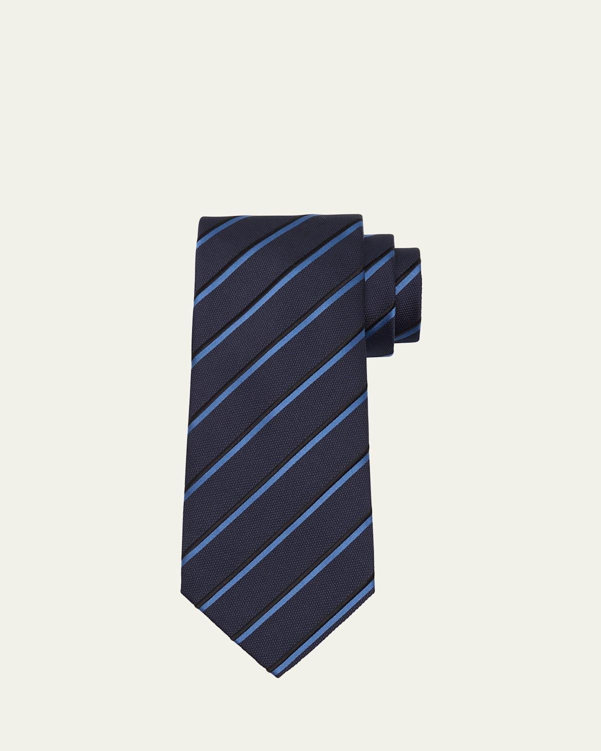 Mens Diagonal Stripe Silk Tie Product Image