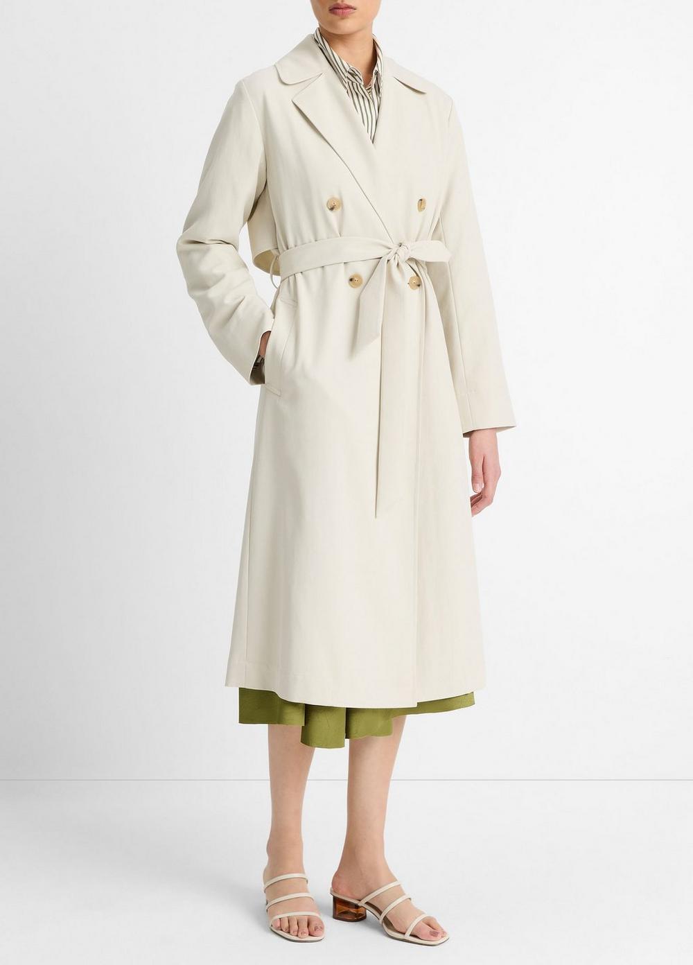 Womens Drapey Trench Coat, White Stone, Size M Vince Product Image