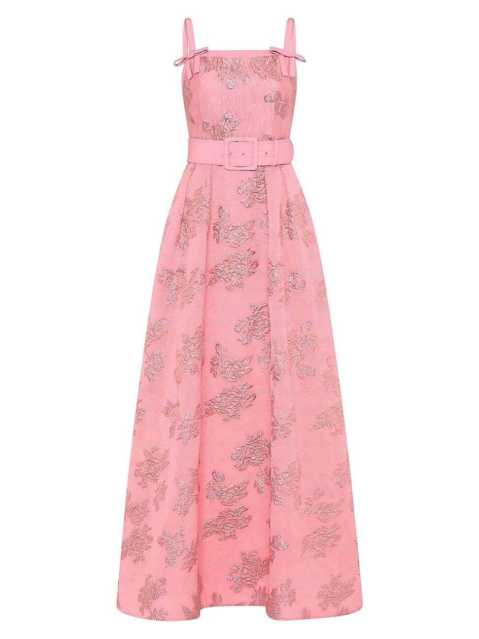 Womens Annette Metallic Floral Jacqaurd Gown Product Image